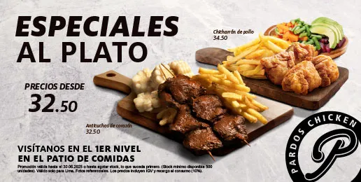 Especiales al plato desde S/32.50