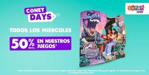 50% dscto en nuestros juegos todos los miércoles