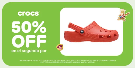 crocs descuento en el segundo par