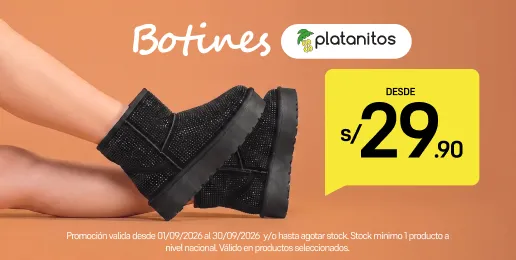Botines negros para mujer Platanitos desde S/ 29.90 en promoción.
