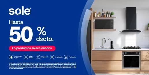 Promoción Sole con hasta 50% de descuento en productos seleccionados para cocina y hogar.