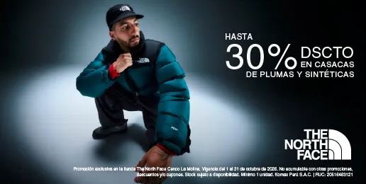 Promoción The North Face con hasta 30% de descuento en casacas de plumas y sintéticas.